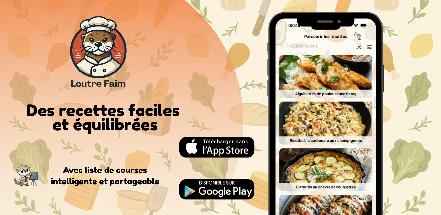 Image de l'article: Loutre Faim : l’application de recettes de cuisine ludique et équilibrée, disponible sur iOS et Android !