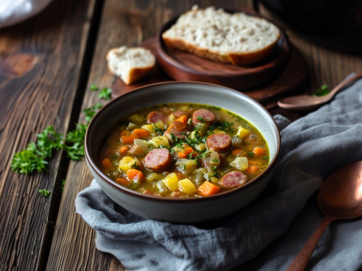 Image de la recette pour préparer Soupe paysanne à la saucisse fumée