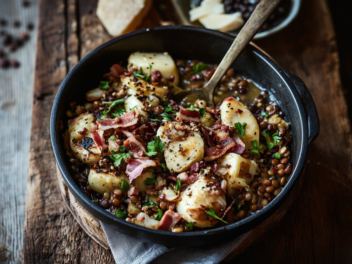 Image de la recette pour préparer Poêlée de lentilles à la savoyarde