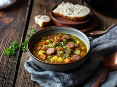 Image de l'article: Soupe paysanne à la saucisse fumée : recette rustique et économique