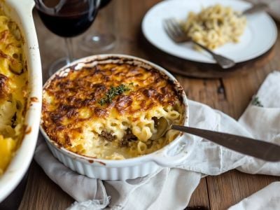 Gratin de pâtes façon hachis parmentier : la recette familiale et économique